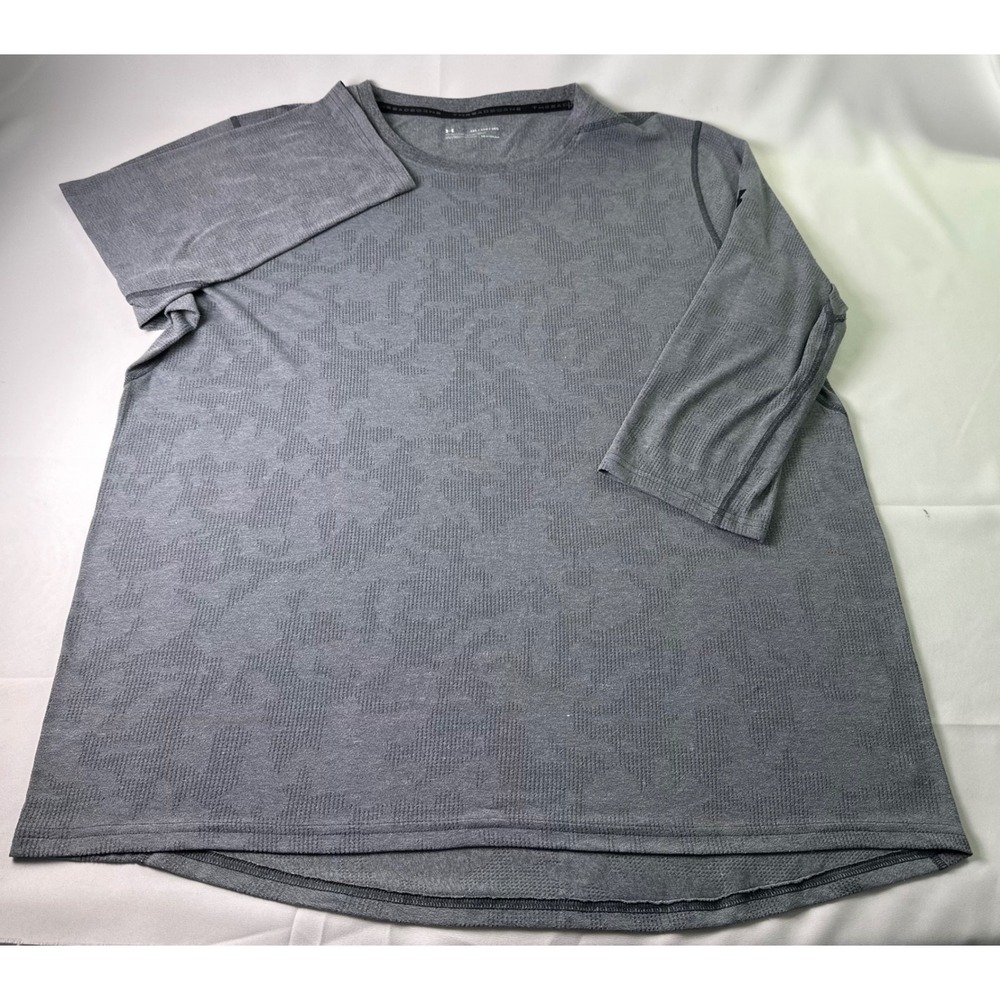 Under Armour Threadborne HeatGear Fitted 3/4 Sleeve‎ Shirt 3XL Gray Mens